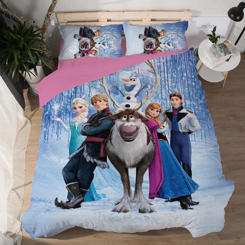 Frozen Anna Elsa Princess Duvet Cover Quilt Cover Pillowcase Bedding Set Bed Linen Home Bedroom Decor