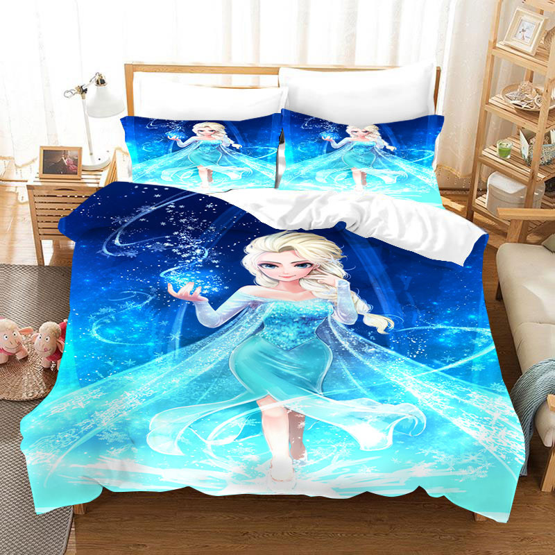 Frozen Anna Elsa Princess Duvet Cover Quilt Cover Pillowcase Bedding Set Bed Linen Home Bedroom Decor