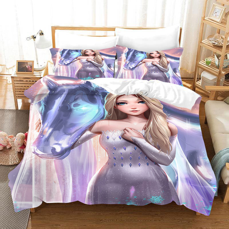 Frozen Anna Elsa Princess Duvet Cover Quilt Cover Pillowcase Bedding Set Bed Linen Home Bedroom Decor
