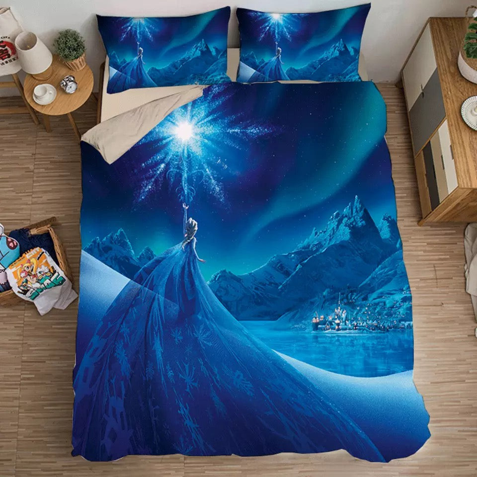Frozen Anna Elsa Princess Duvet Cover Quilt Cover Pillowcase Bedding Set Bed Linen Home Bedroom Decor