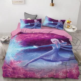Frozen Anna Elsa Princess Duvet Cover Quilt Cover Pillowcase Bedding Set Bed Linen Home Bedroom Decor
