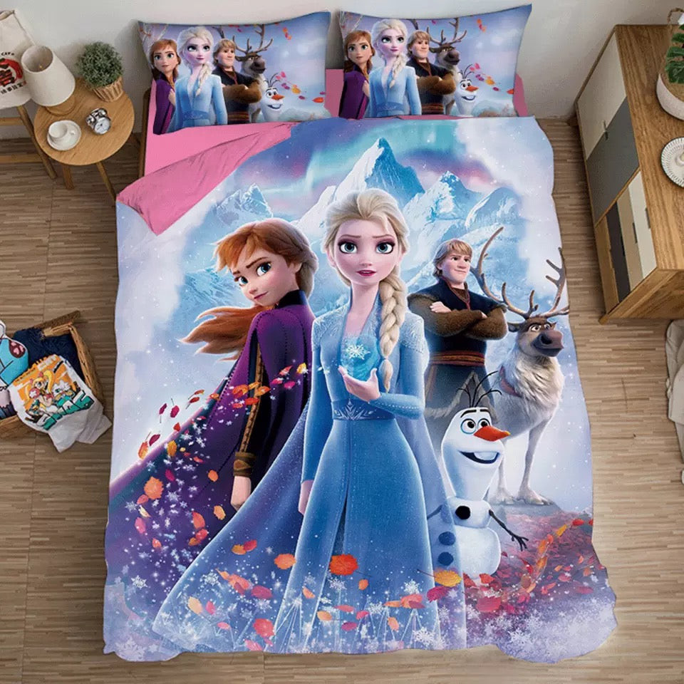Frozen Anna Elsa Princess Duvet Cover Quilt Cover Pillowcase Bedding Set Bed Linen Home Bedroom Decor