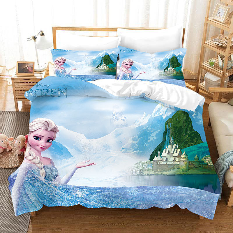 Frozen Anna Elsa Princess Duvet Cover Quilt Cover Pillowcase Bedding Set Bed Linen Home Bedroom Decor