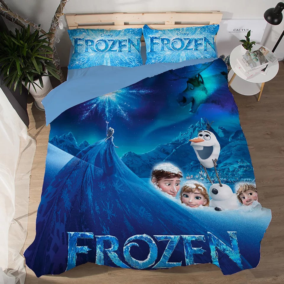 Frozen Anna Elsa Princess Duvet Cover Quilt Cover Pillowcase Bedding Set Bed Linen Home Bedroom Decor