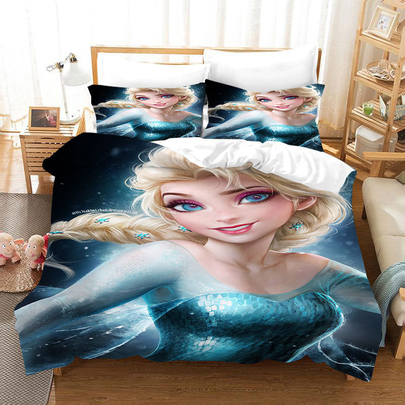 Frozen Anna Elsa Princess Duvet Cover Quilt Cover Pillowcase Bedding Set Bed Linen Home Bedroom Decor