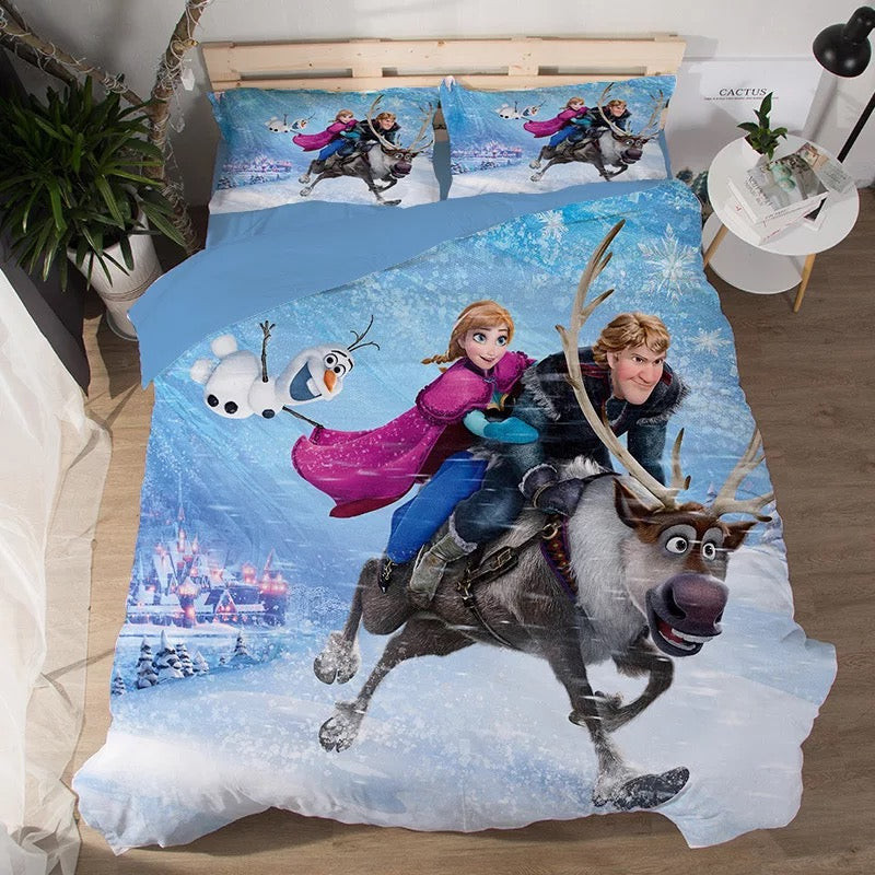 Frozen Anna Elsa Princess Duvet Cover Quilt Cover Pillowcase Bedding Set Bed Linen Home Bedroom Decor