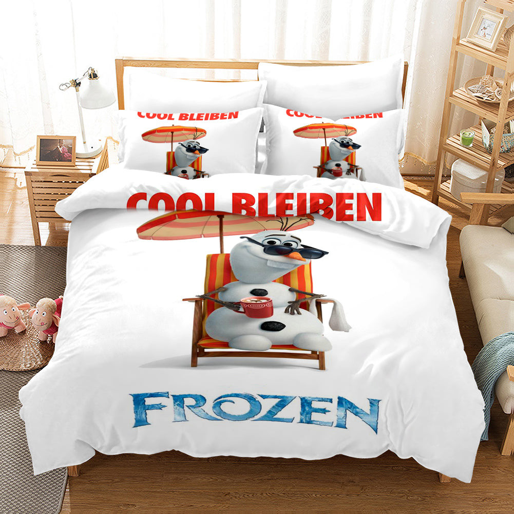 Frozen Anna Elsa Princess Olaf Duvet Cover Quilt Cover Pillowcase Bedding Set Bed Linen Home Bedroom Decor