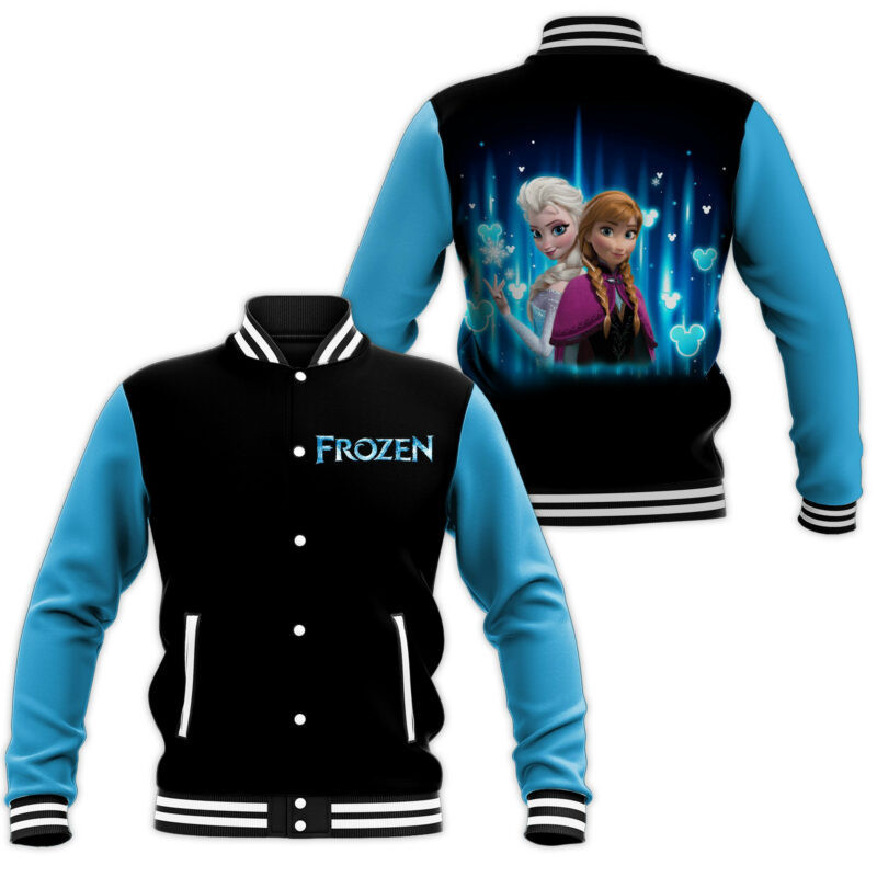 Frozen Elsa and Anna Fashion Baseball Jacket for Men & Women | Cartoon Fan Gift