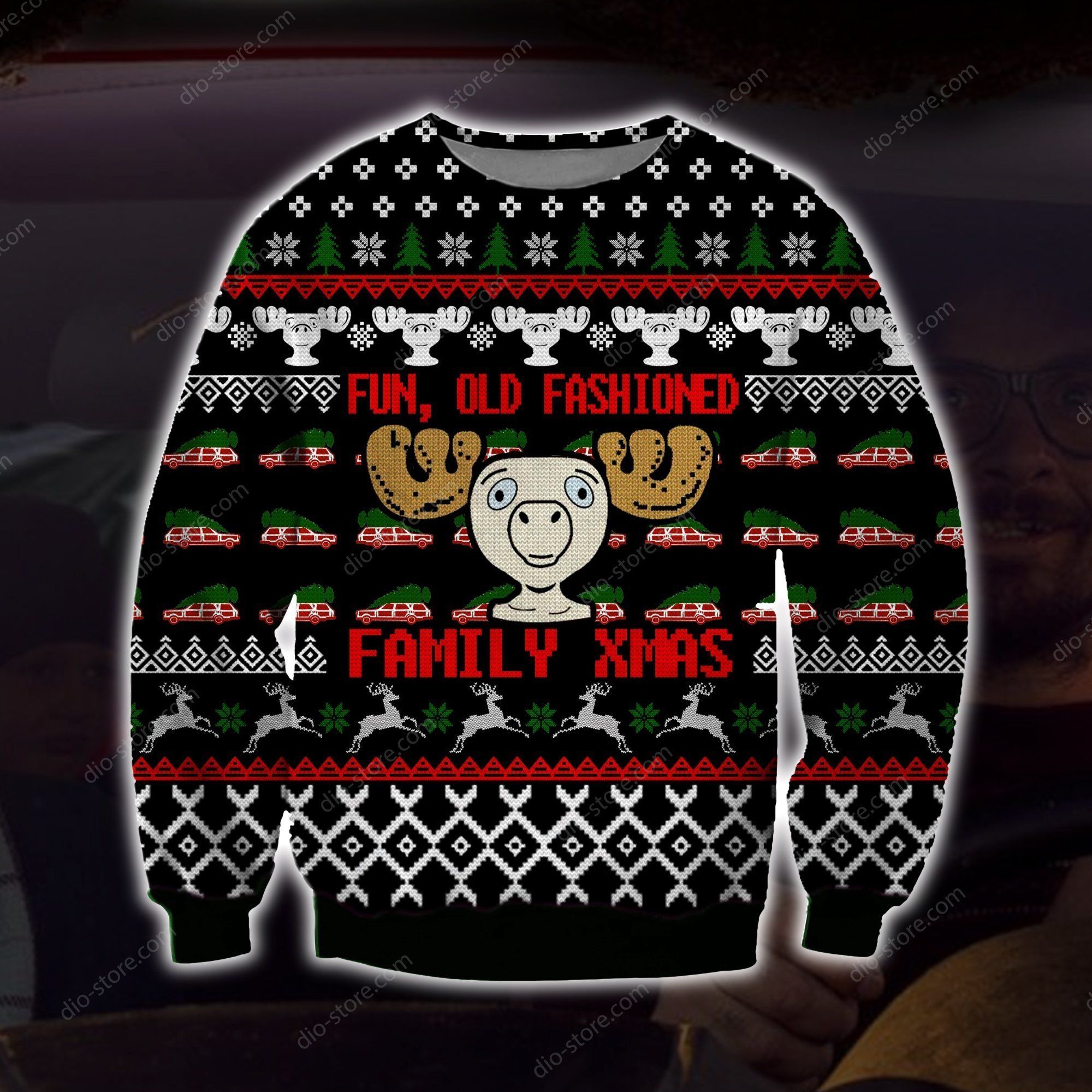 Fun Old Fashioned Family Xmas Knitting Pattern 3D Print Ugly Christmas Sweater
