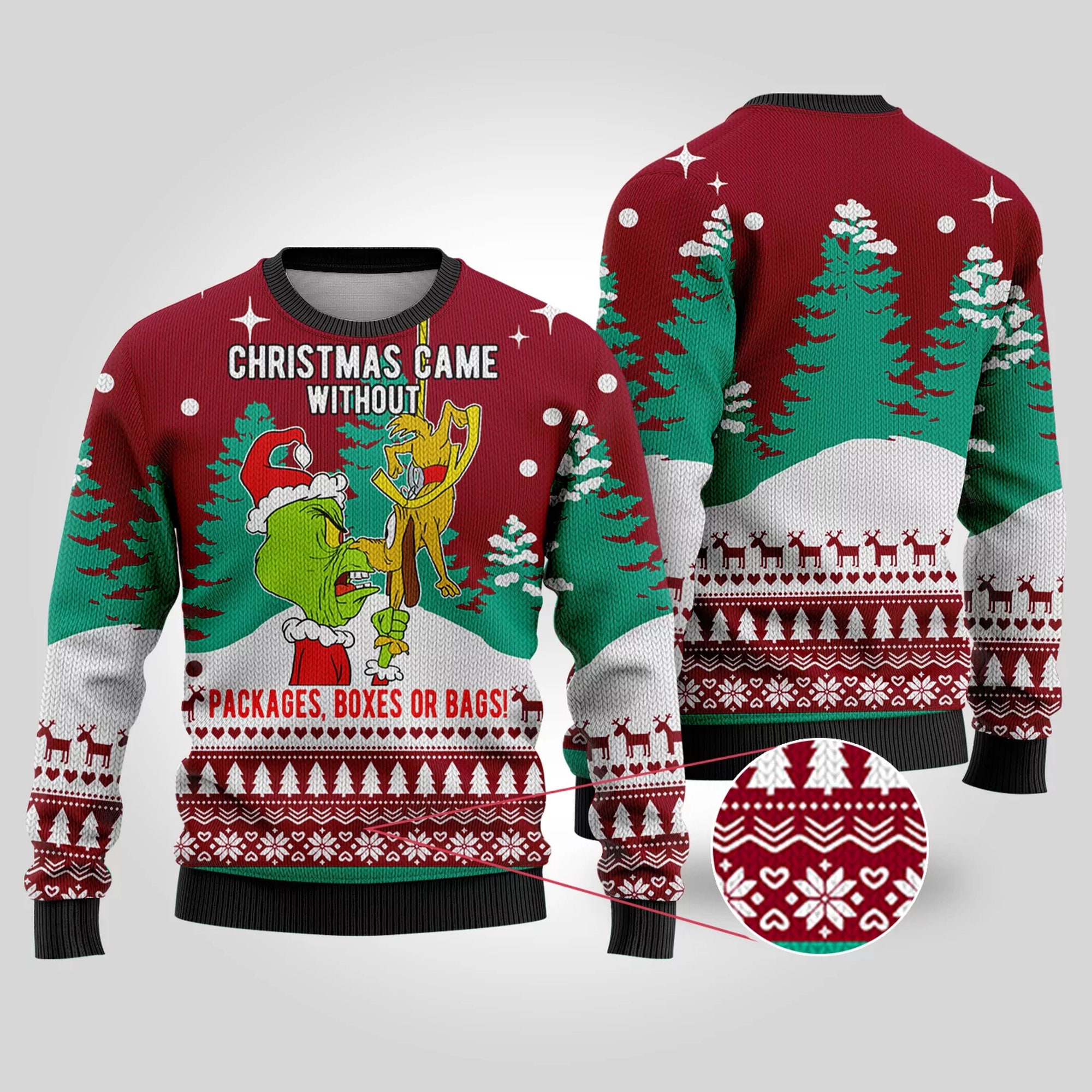 Funny Christmas Without Packages Grinch Ugly Christmas Sweater