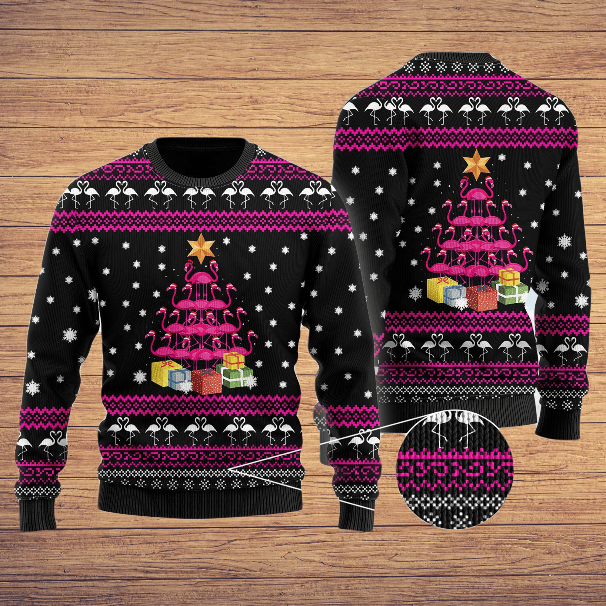 Funny Flamingo Tree Ugly Christmas Sweater Perfect Holiday Gift