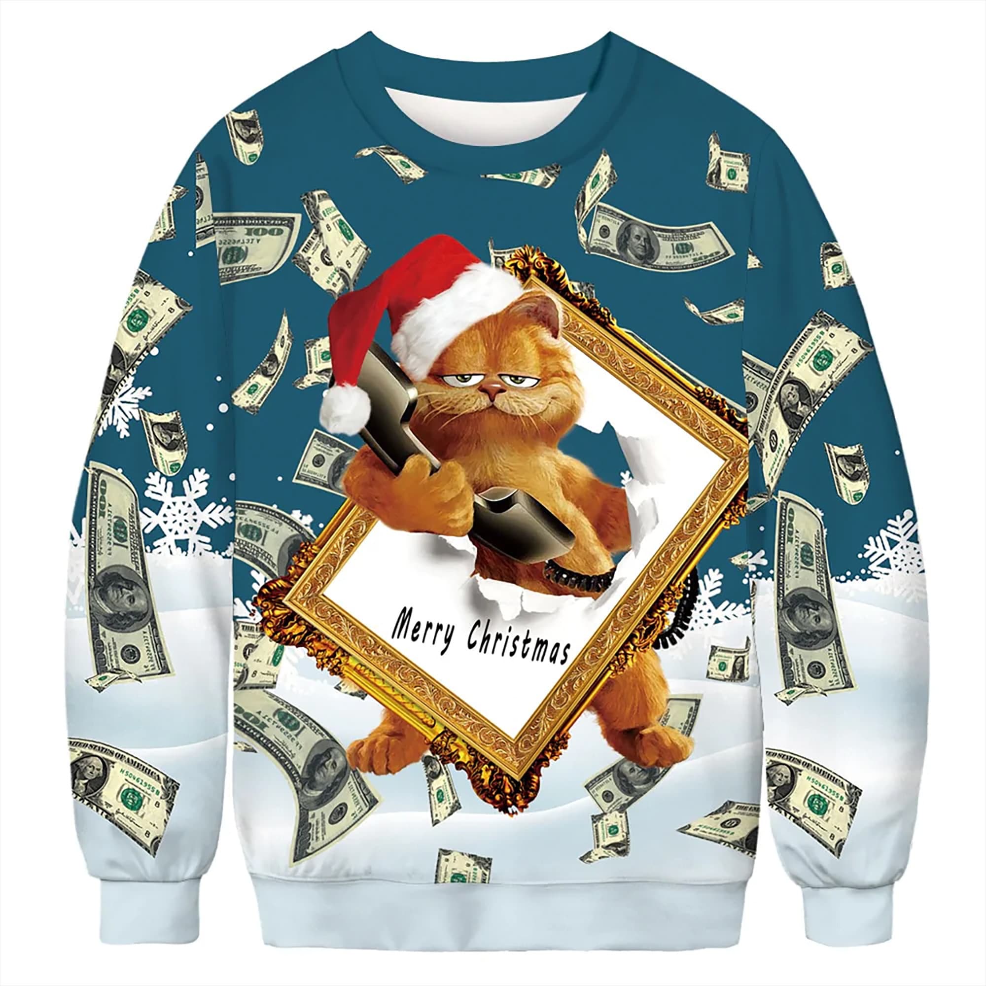 Funny Garfield Dollars Ugly Christmas Sweater