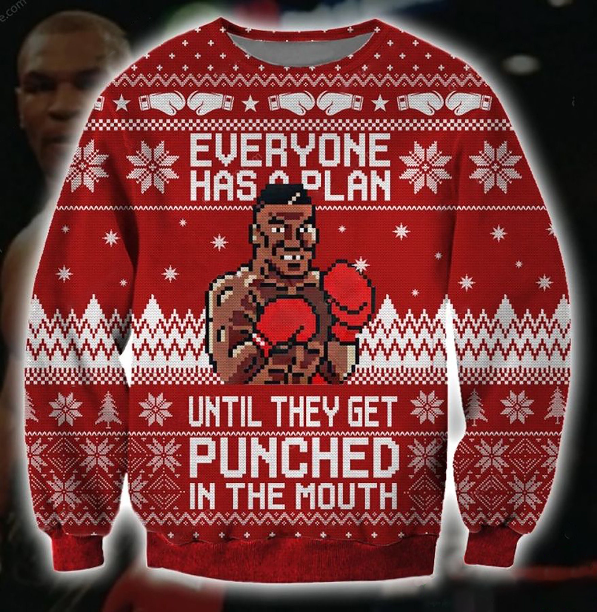 Funny Mike Tyson Pattern Christmas Ugly Christmas Sweater