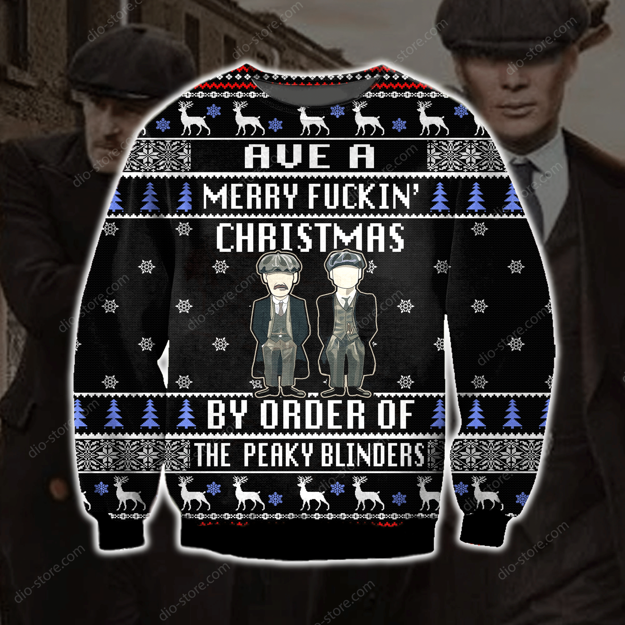 Funny Peaky Blinders Knitting Pattern 3D Print Ugly Christmas Sweater