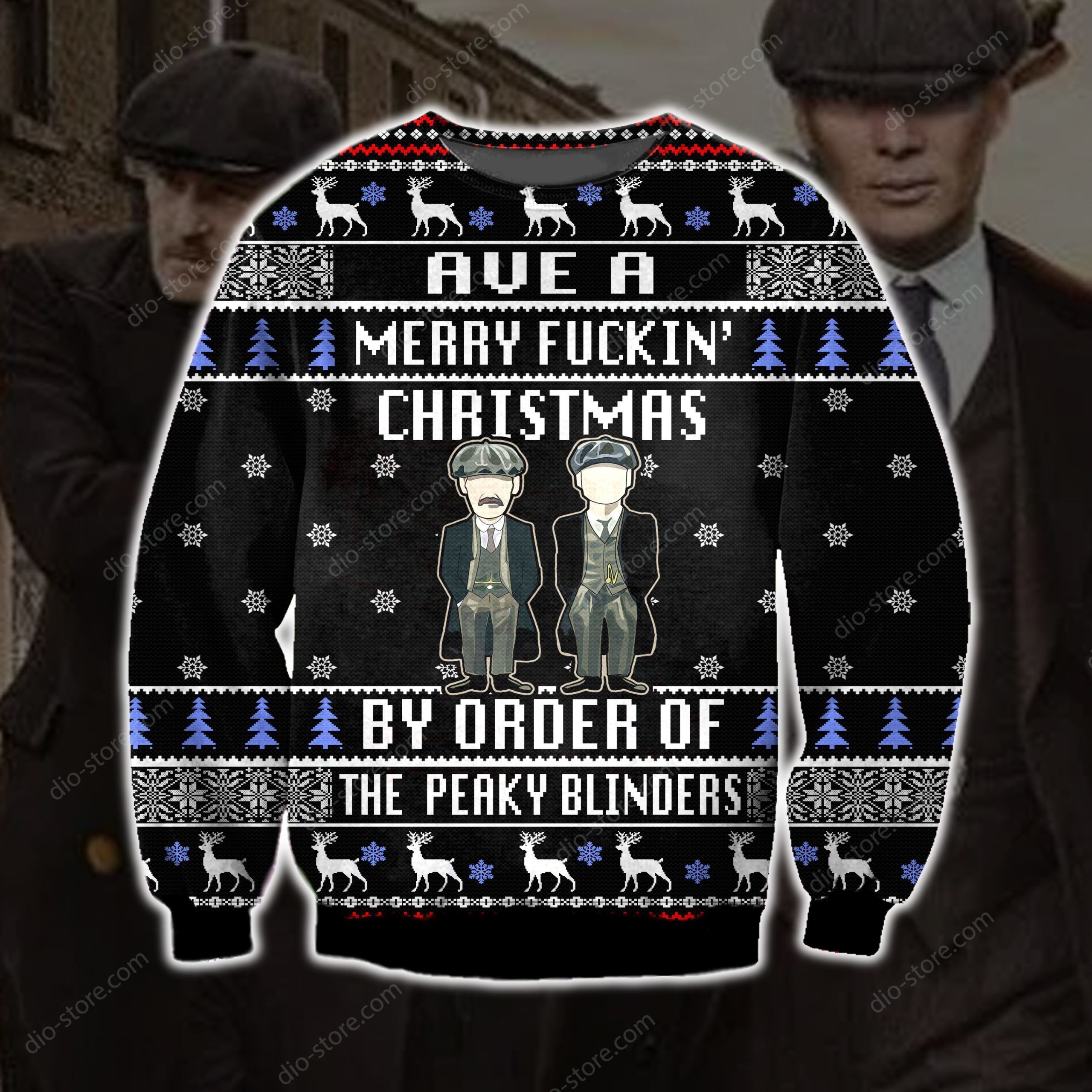 Funny Peaky Blinders Knitting Pattern 3D Print Ugly Sweater