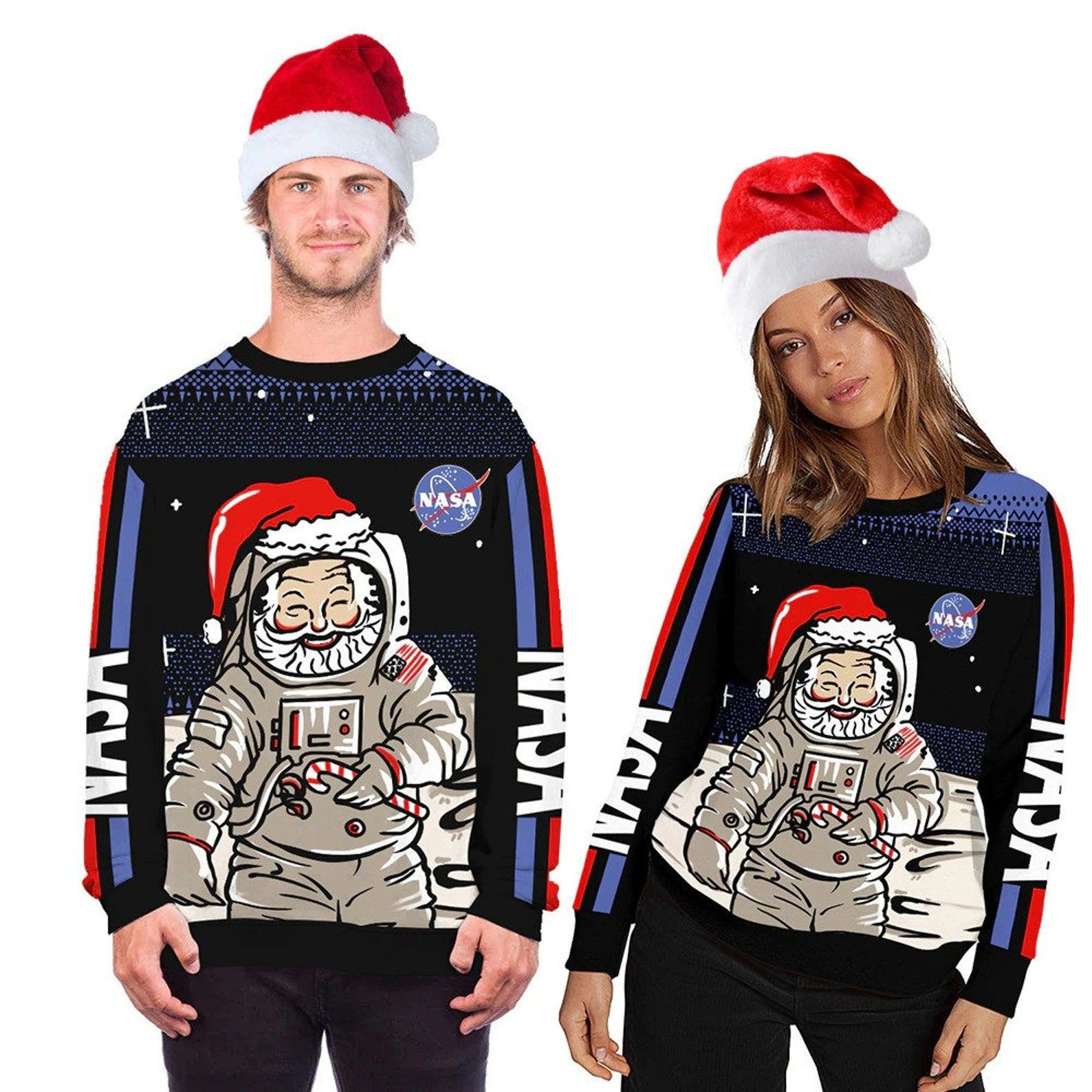 Funny Santa Claus Astronaut Ugly Christmas Sweater,