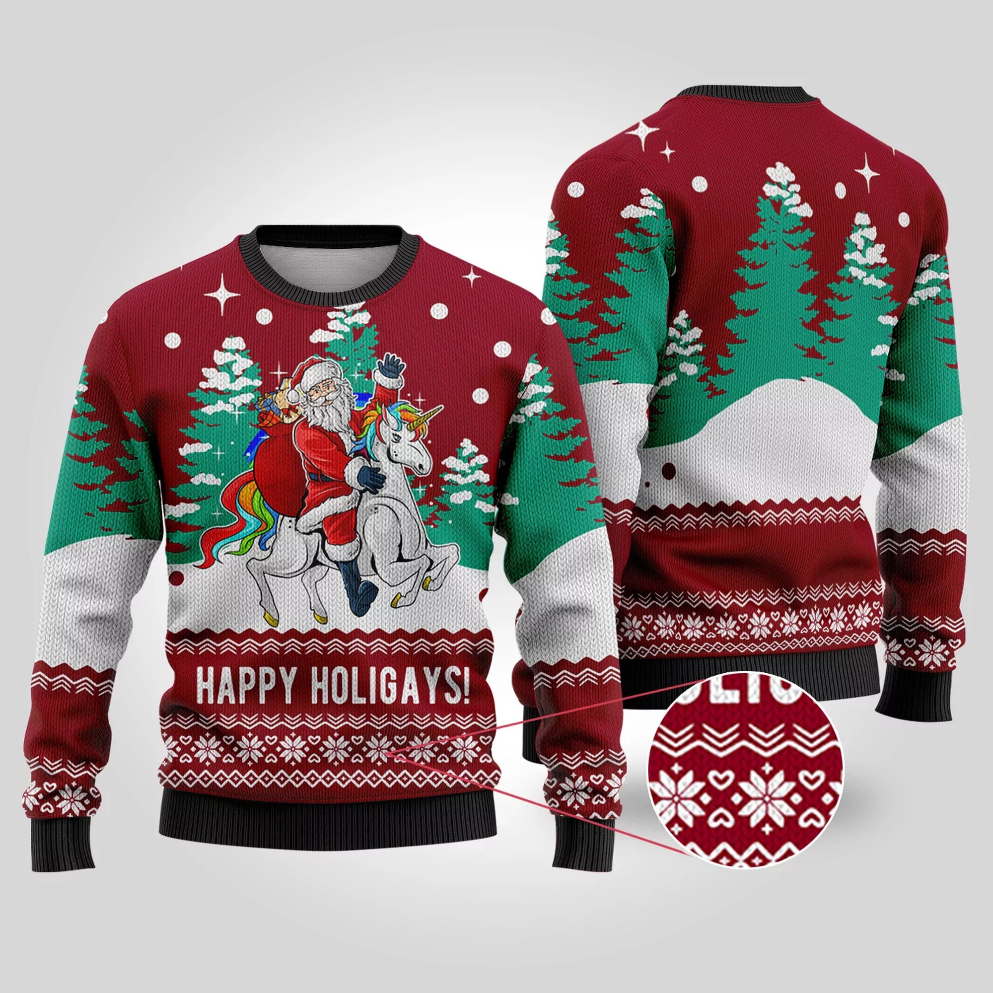 Funny Santa Happy Holigays Ugly Christmas Sweater