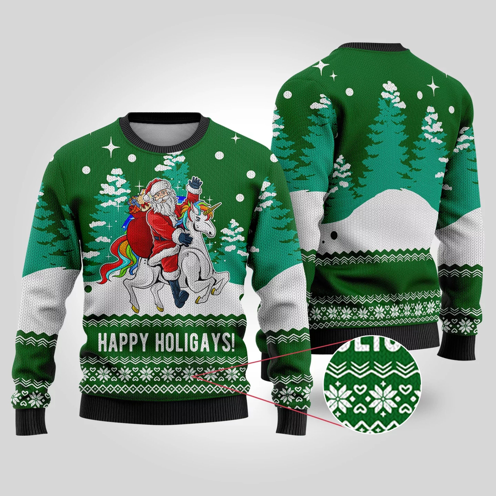 Funny Santa Happy Holigays Ugly Christmas Sweater