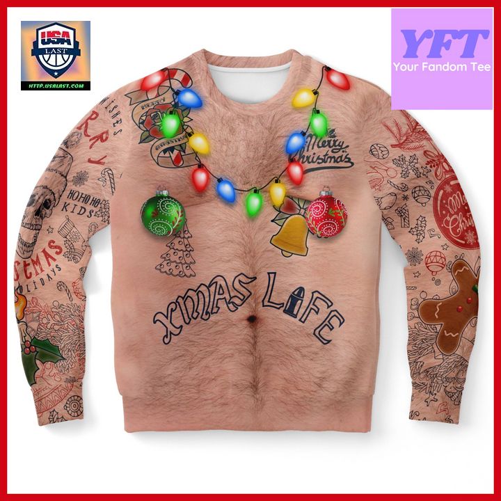 Funny Santa Party Tacky Lights Adult Gag Skull Santa 3d Ugly Christmas Sweater