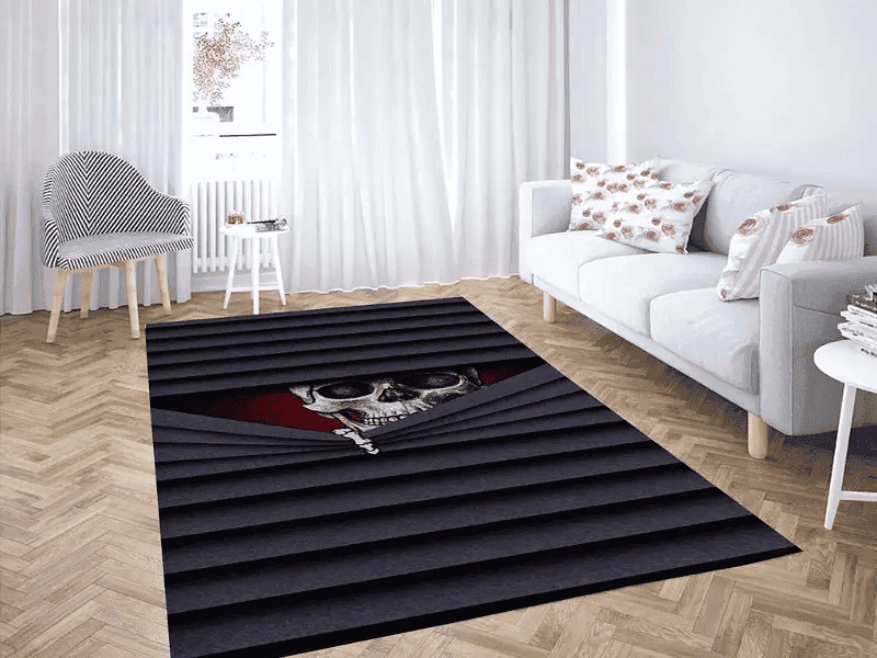 Funny Skull Wallpaper 3D Rectangle Area Rug – Full Print Carpet For Living Room & Bedroom Home Decor