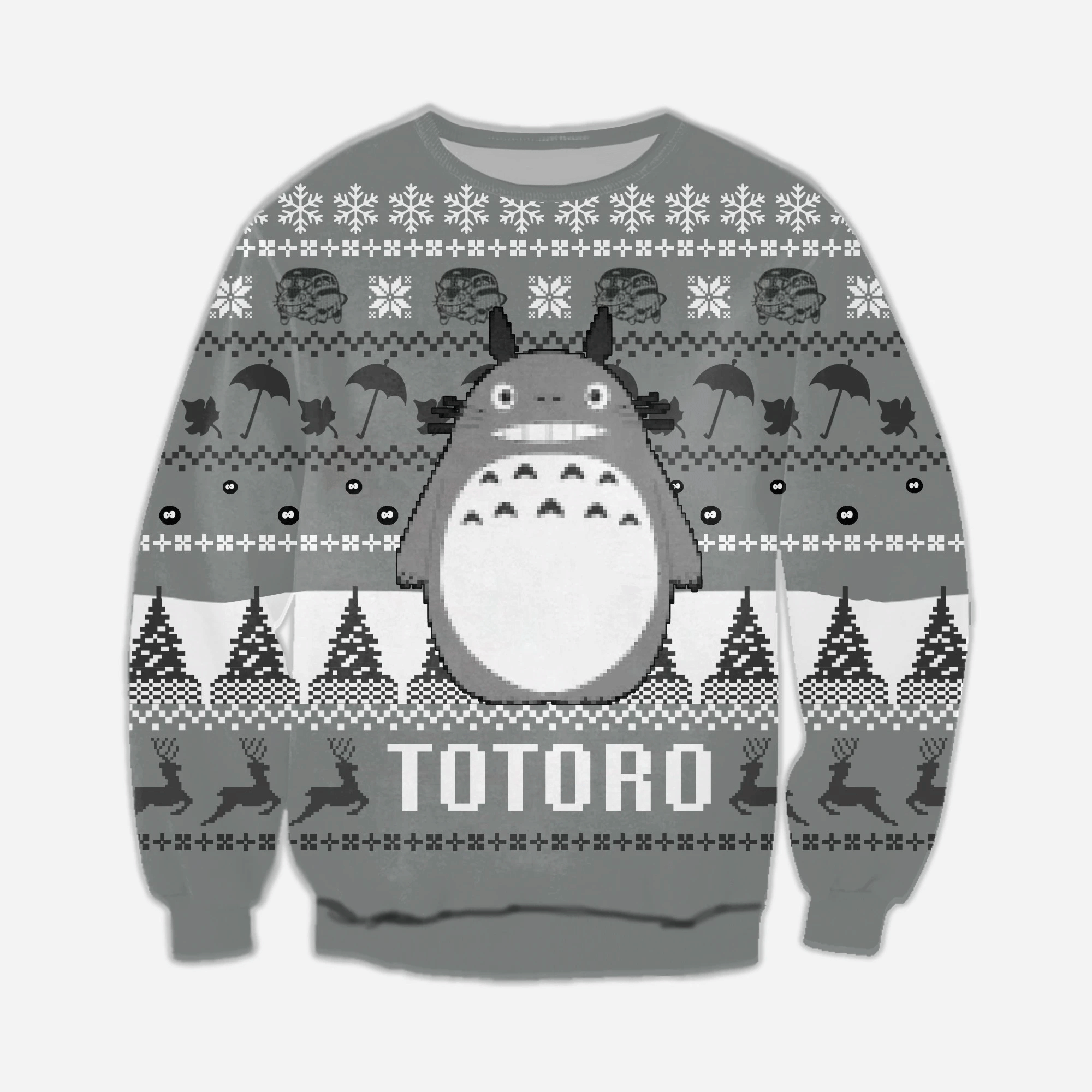 Funny Totoro Knitting Pattern 3D Print Ugly Christmas Sweater