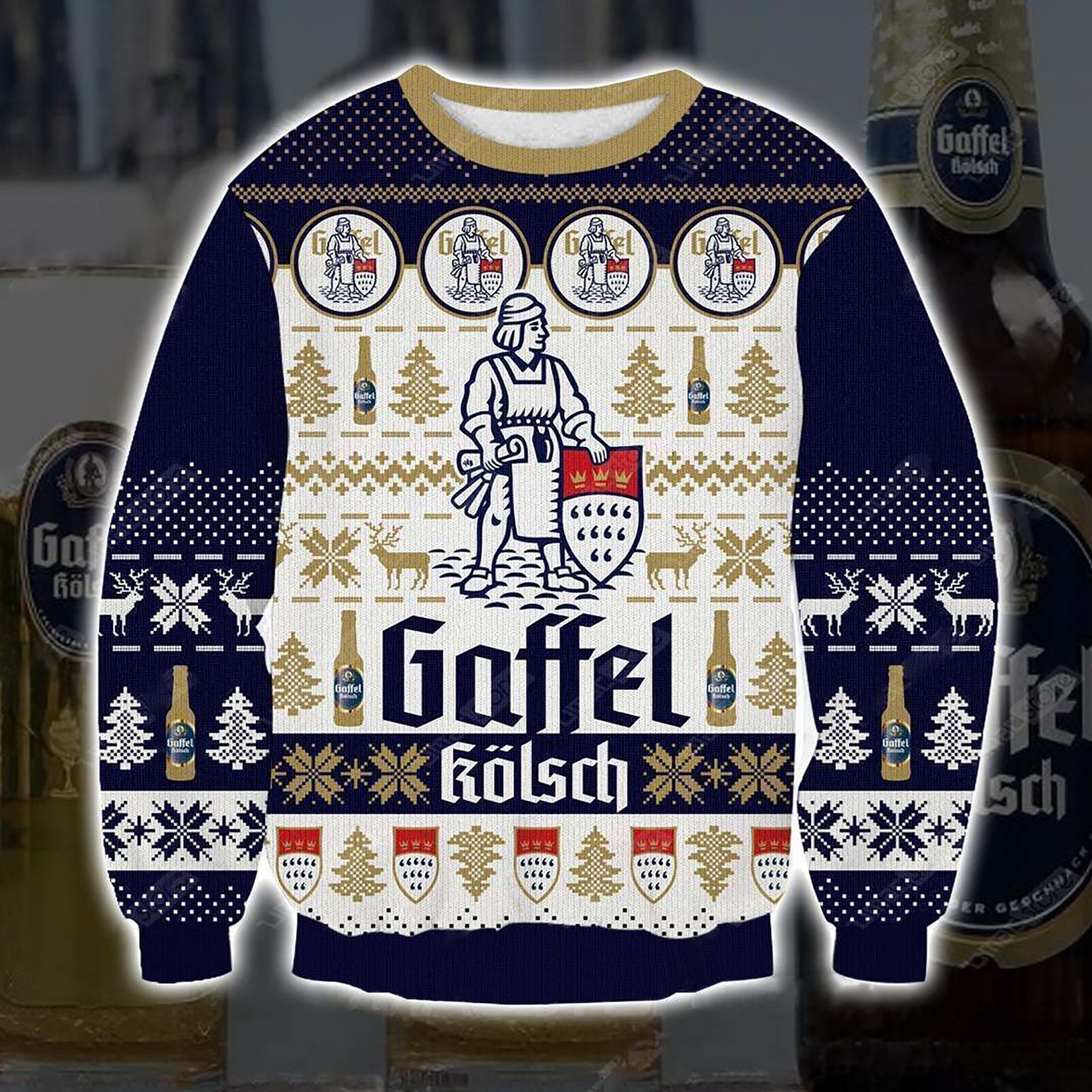 Gaffel Kolsch Print Ugly Christmas Sweater