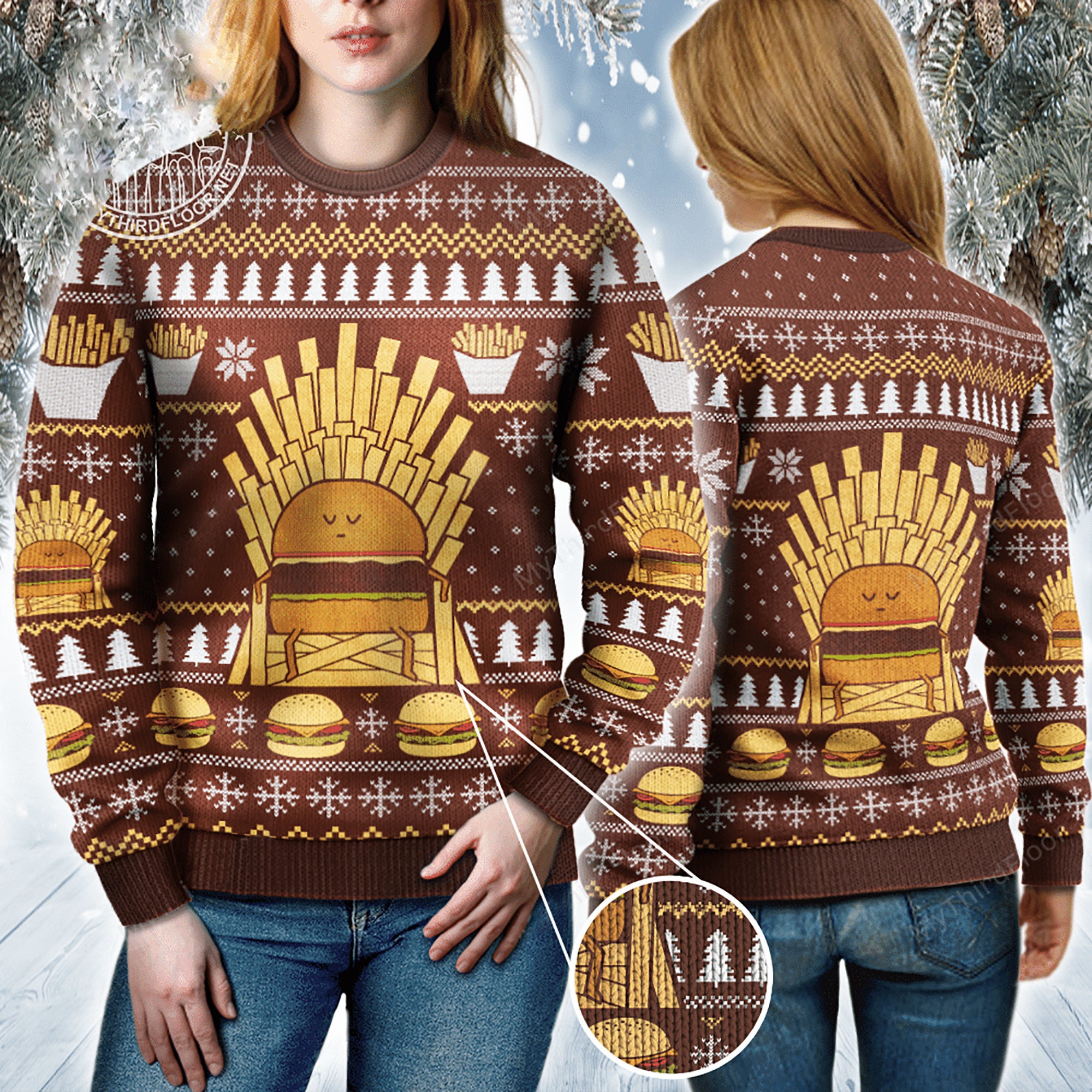 Game Of Fries Burger Lovers Ugly Christmas Sweater