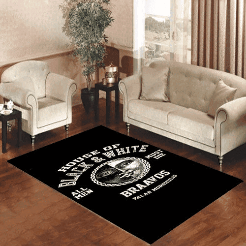 Game Of Thrones House Of Black And White 3D Rectangle Area Rug – Full Print Carpet For Living Room & Bedroom Home Decor