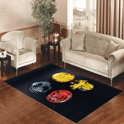 Game Of Thrones House Sigil Easter Eggs 3D Rectangle Area Rug – Full Print Carpet For Living Room & Bedroom Home Decor