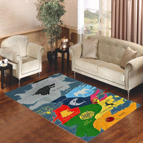 Game Of Thrones Map In Colour 3D Rectangle Area Rug – Full Print Carpet For Living Room & Bedroom Home Decor