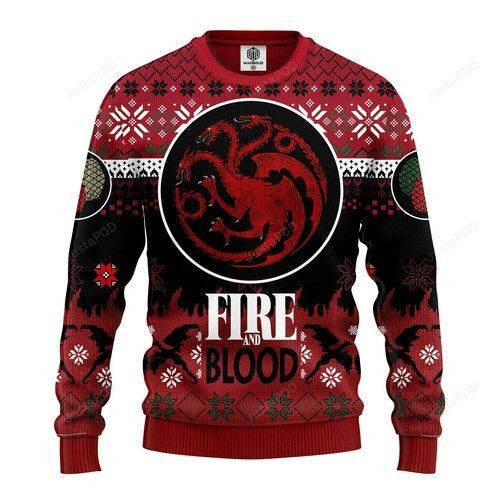 Game Of Thrones Targaryen Fire Blood Christmas For Unisex Ugly Christmas Sweater, Perfect Holiday Gift