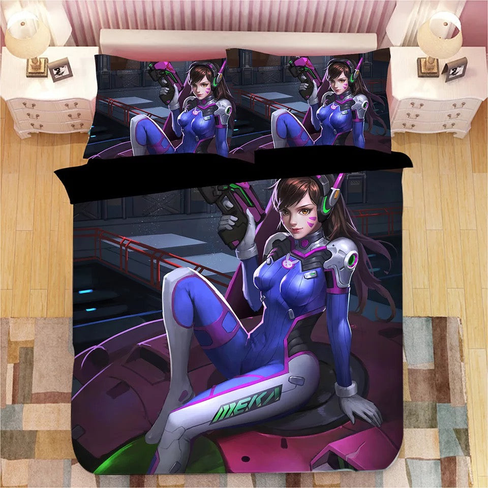 Game Overwatch Dva Duvet Cover Quilt Cover Pillowcase Bedding Set Bed Linen Home Bedroom Decor