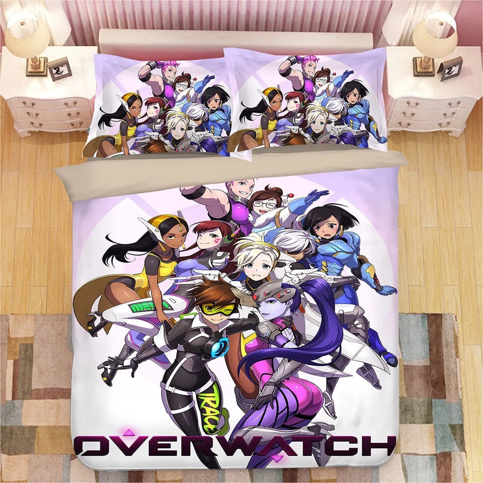 Game Overwatch Dva Tracer Mercy Widowmaker Symmetra Duvet Cover Quilt Cover Pillowcase Bedding Set Bed Linen Home Bedroom Decor