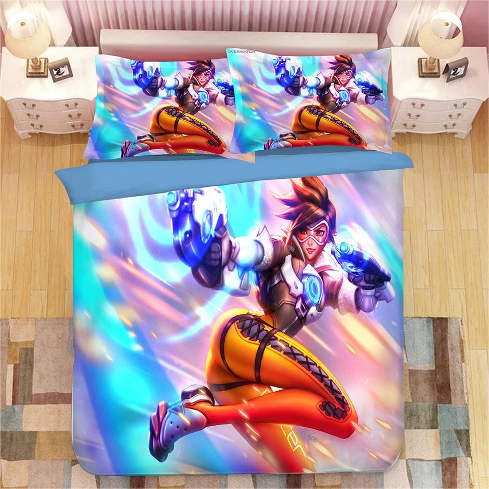 Game Overwatch Dva Tracer Mercy Widowmaker Symmetra Duvet Cover Quilt Cover Pillowcase Bedding Set Bed Linen Home Bedroom Decor