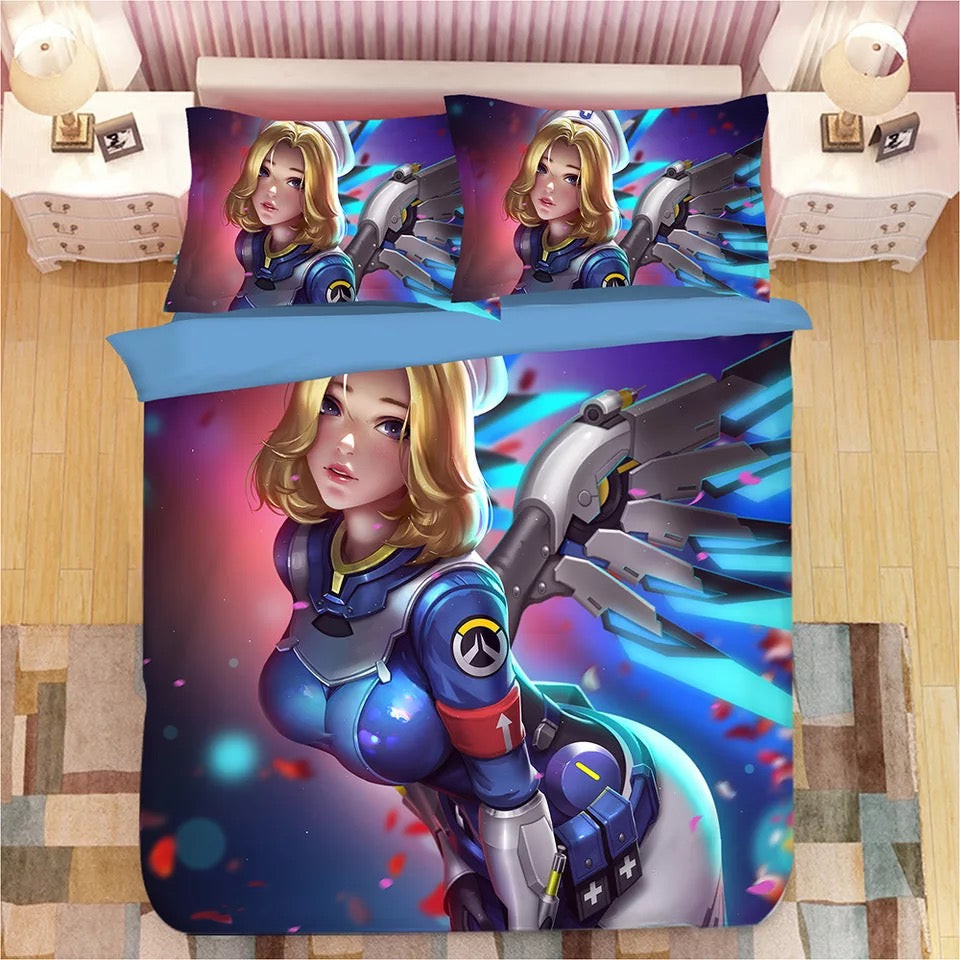 Game Overwatch Dva Tracer Mercy Widowmaker Symmetra Duvet Cover Quilt Cover Pillowcase Bedding Set Bed Linen Home Bedroom Decor