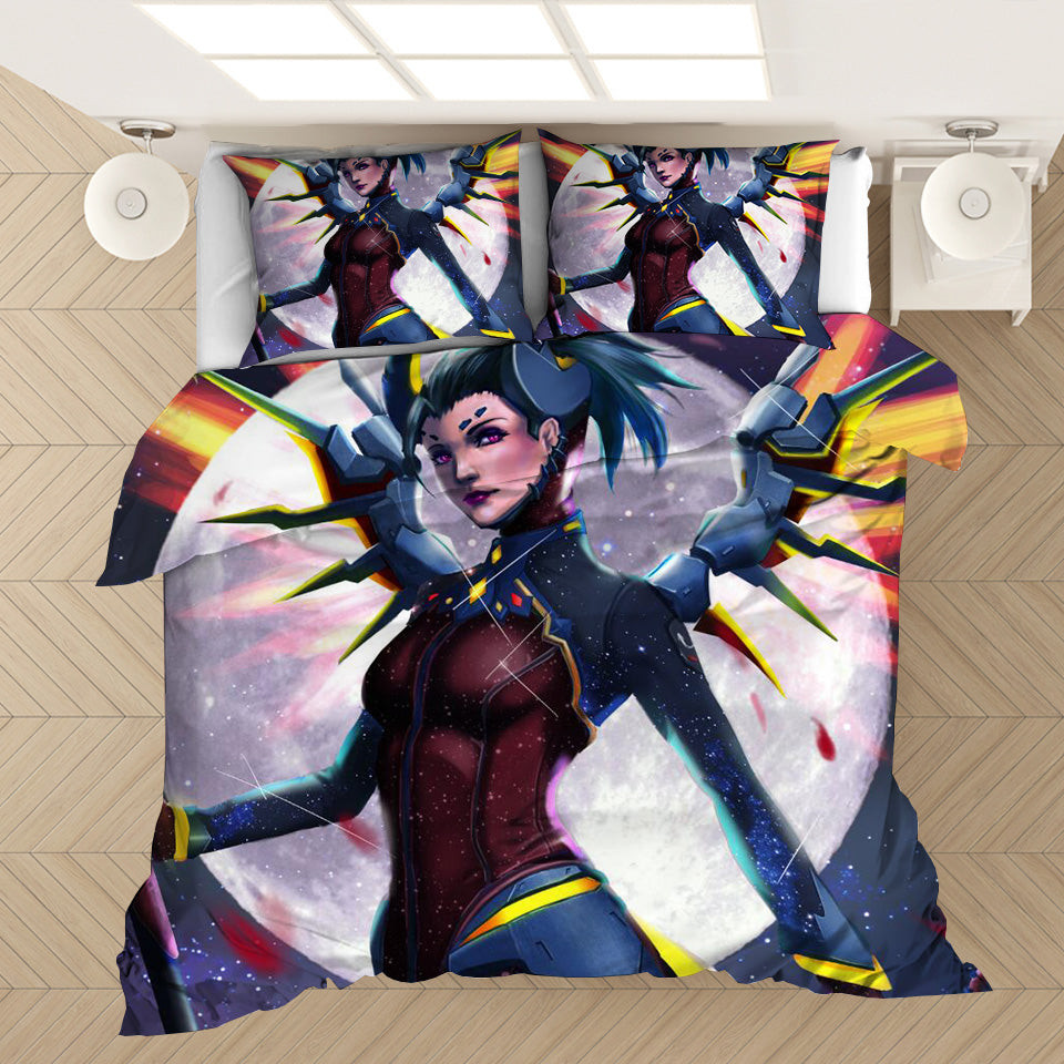 Game Overwatch Mercy Angela Ziegler Duvet Cover Quilt Cover Pillowcase Bedding Set Bed Linen Home Bedroom Decor