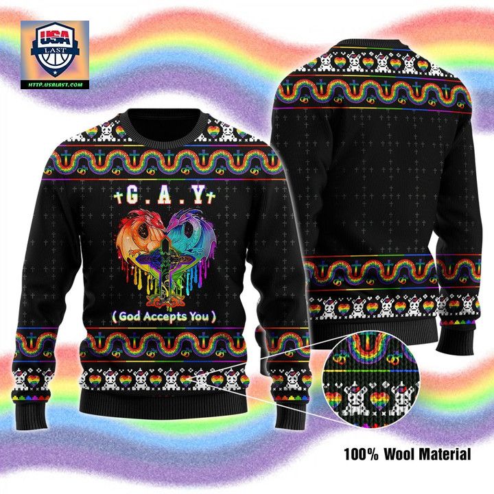 Gay God Accept You LGBT Jesus Ugly Christmas Sweater