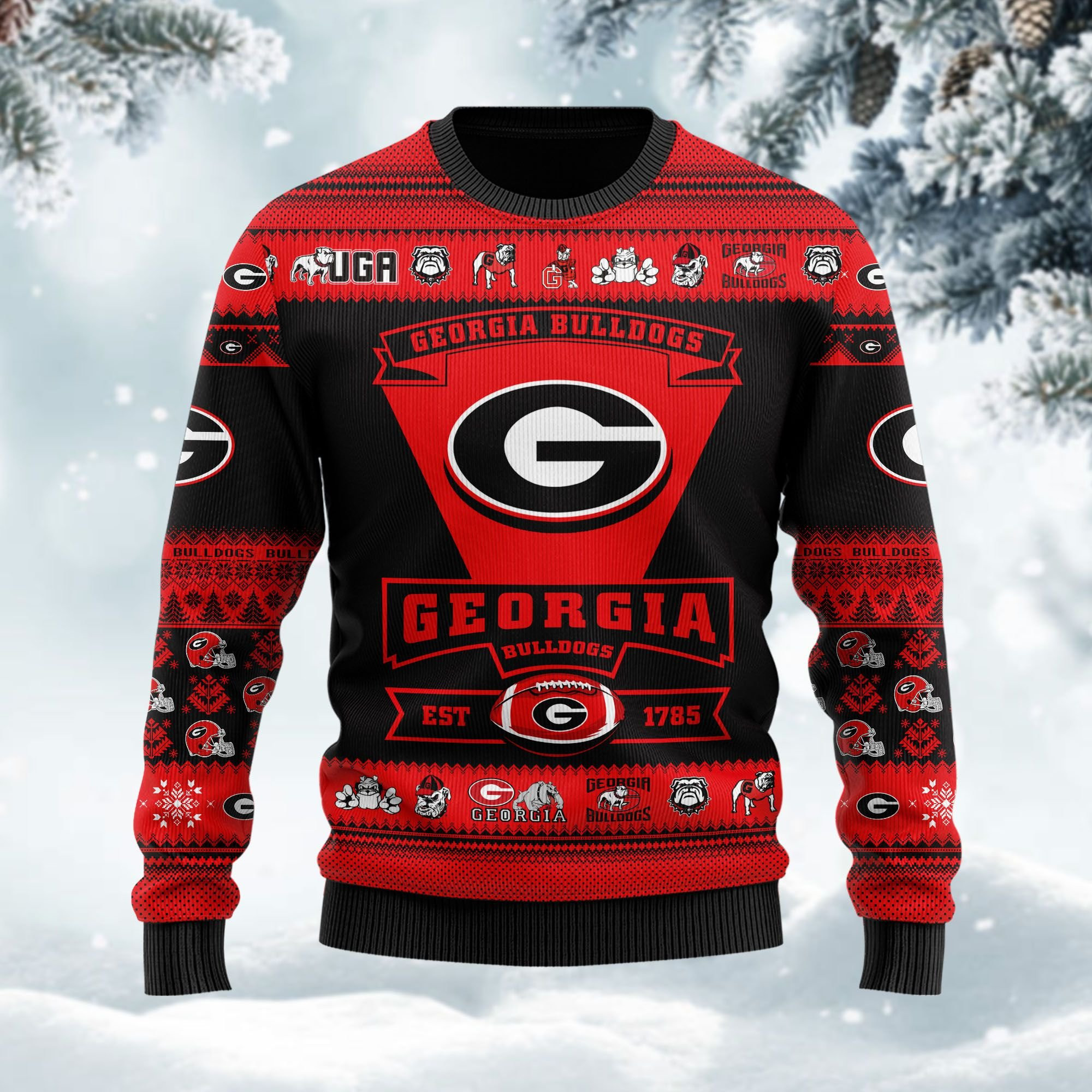 Georgia Bulldogs Football Team Logo Custom Name Personalized Ugly Christmas Sweater Perfect Holiday Gift - Image 3