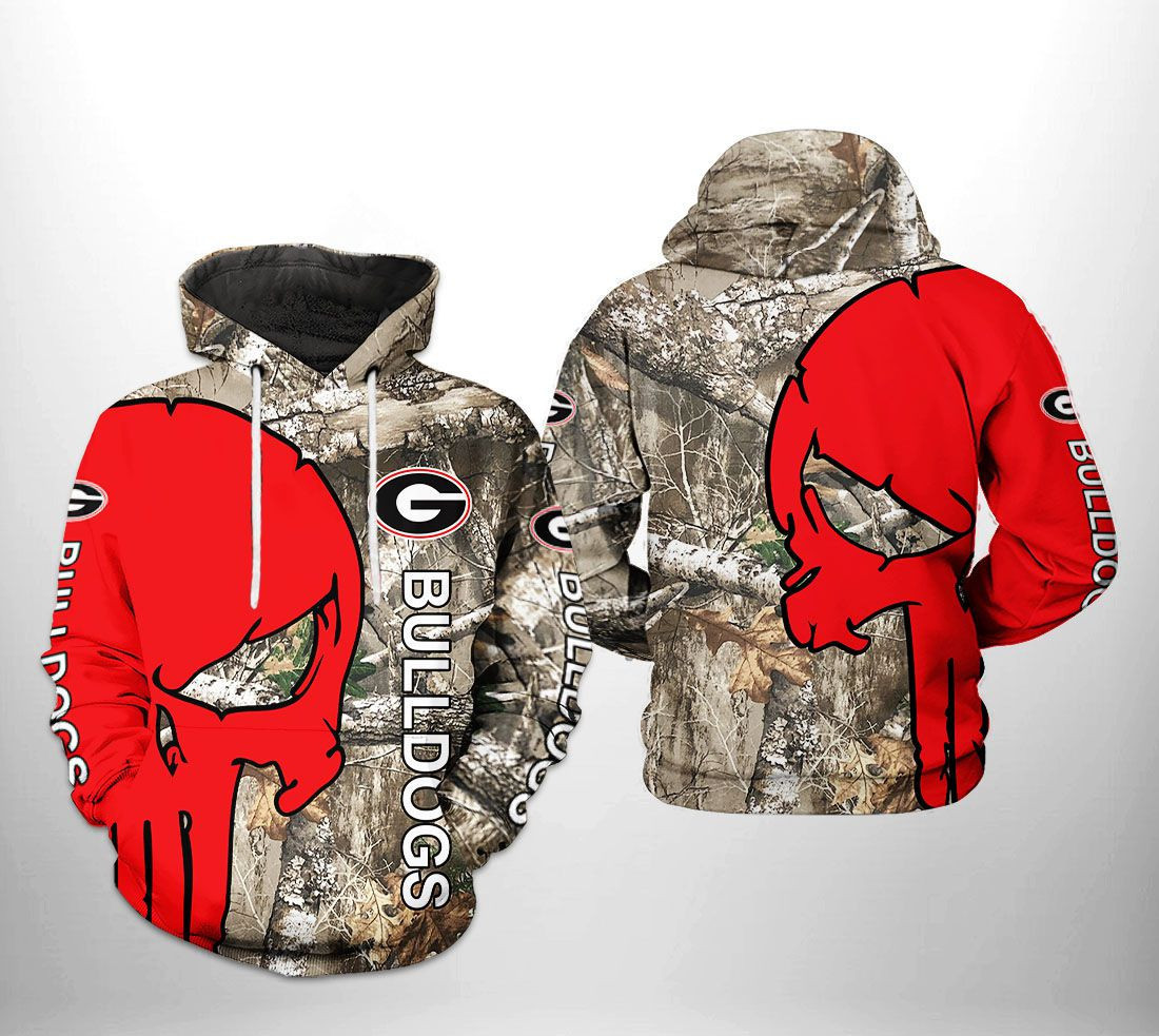 Georgia Bulldogs NCAA Camo Veteran Hunting 3D All Over Print Hoodie & Zip Hoodie