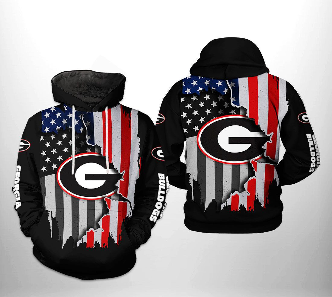 Georgia Bulldogs NCAA US Flag 3D All Over Print Hoodie & Zip Hoodie