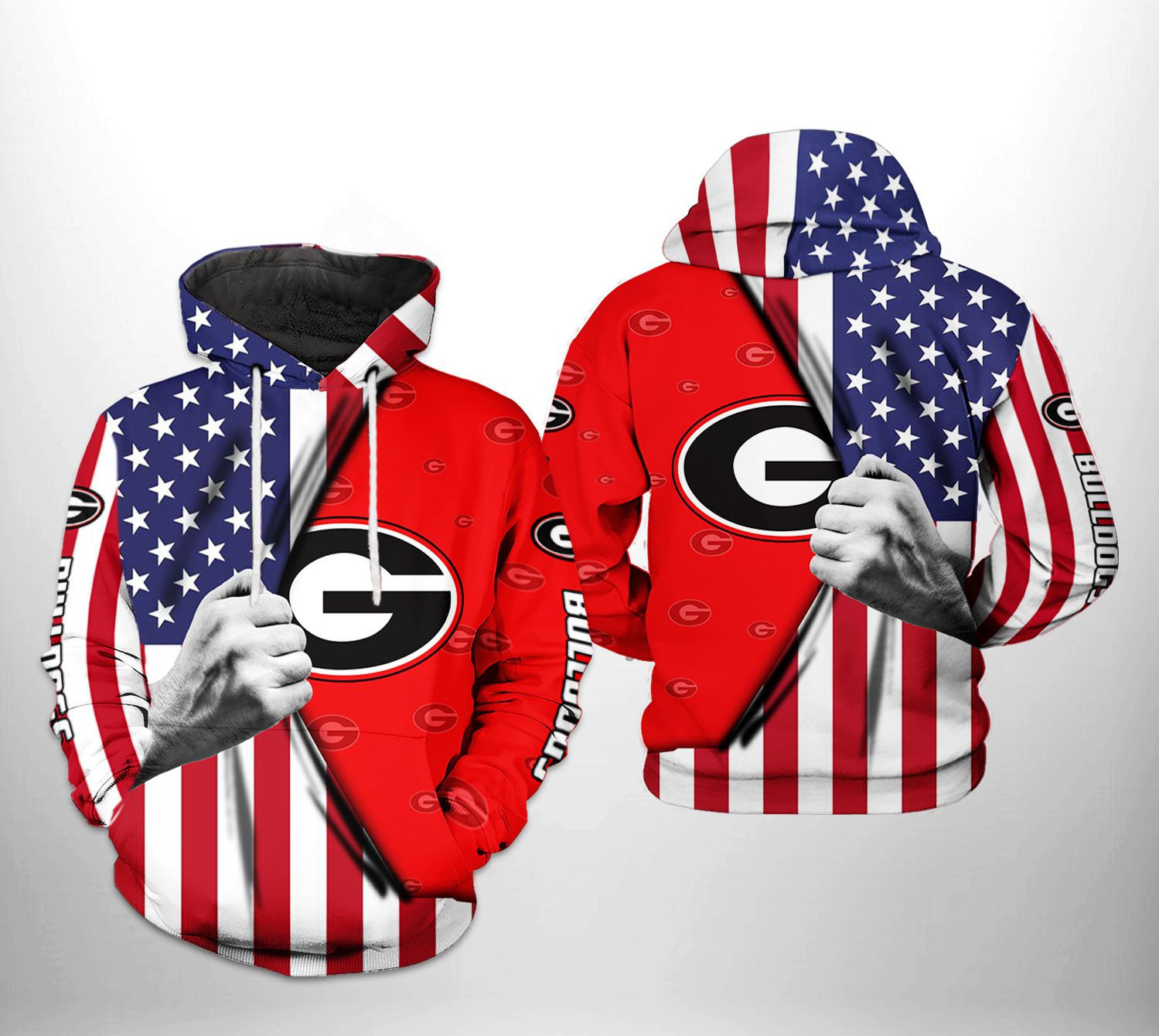 Georgia Bulldogs NCAA US FLag 3D All Over Print Hoodie & Zip Hoodie