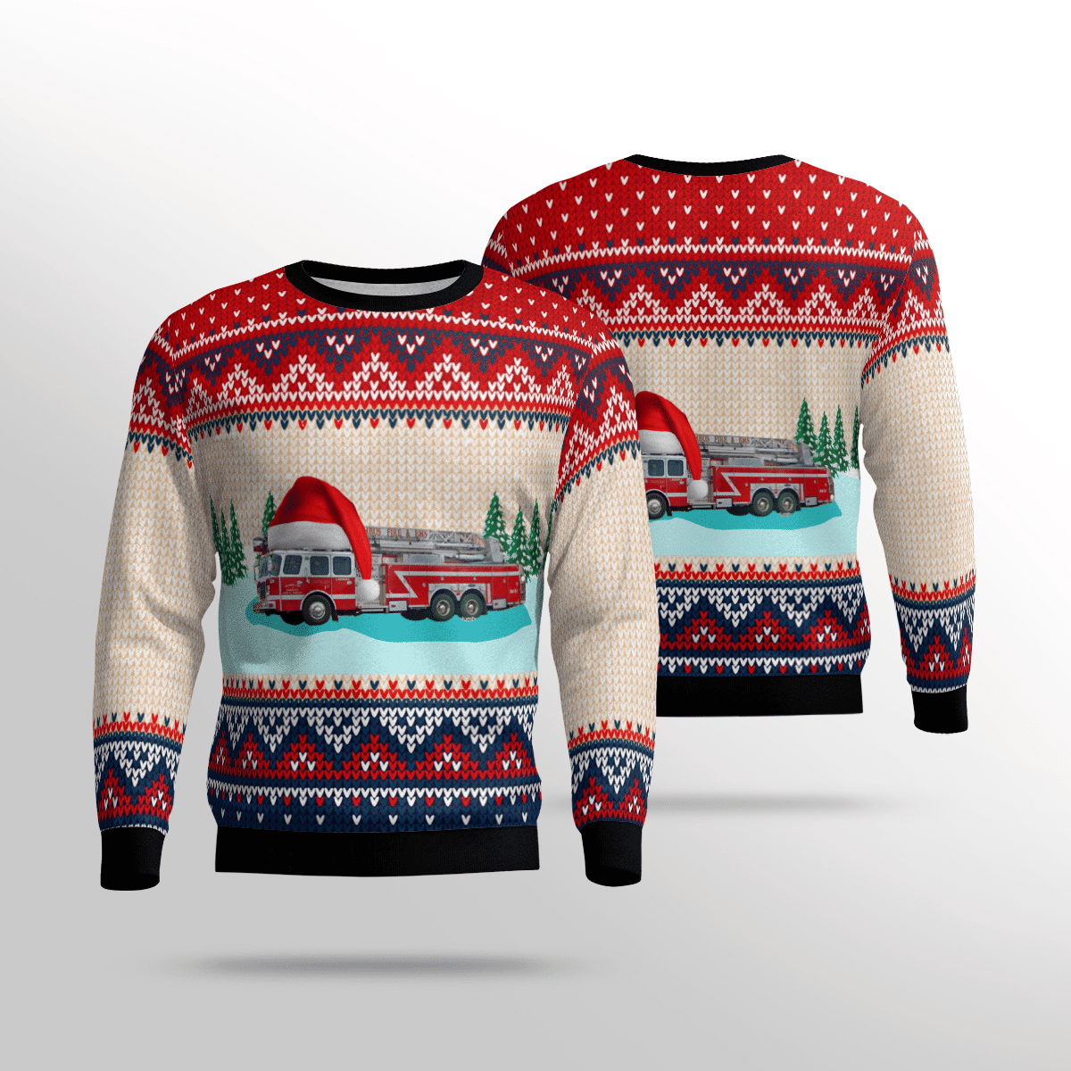 Georgia Columbus Fire And Ems Truck Ugly Christmas Sweater, Perfect Holiday Gift