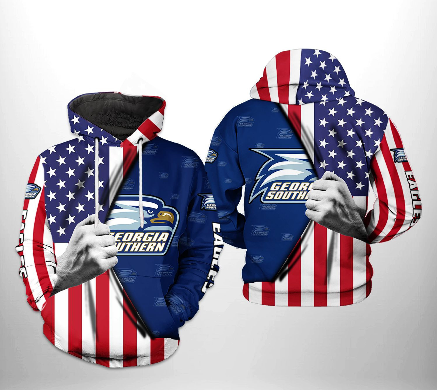 Georgia Southern Eagles NCAA US FLag 3D All Over Print Hoodie & Zip Hoodie