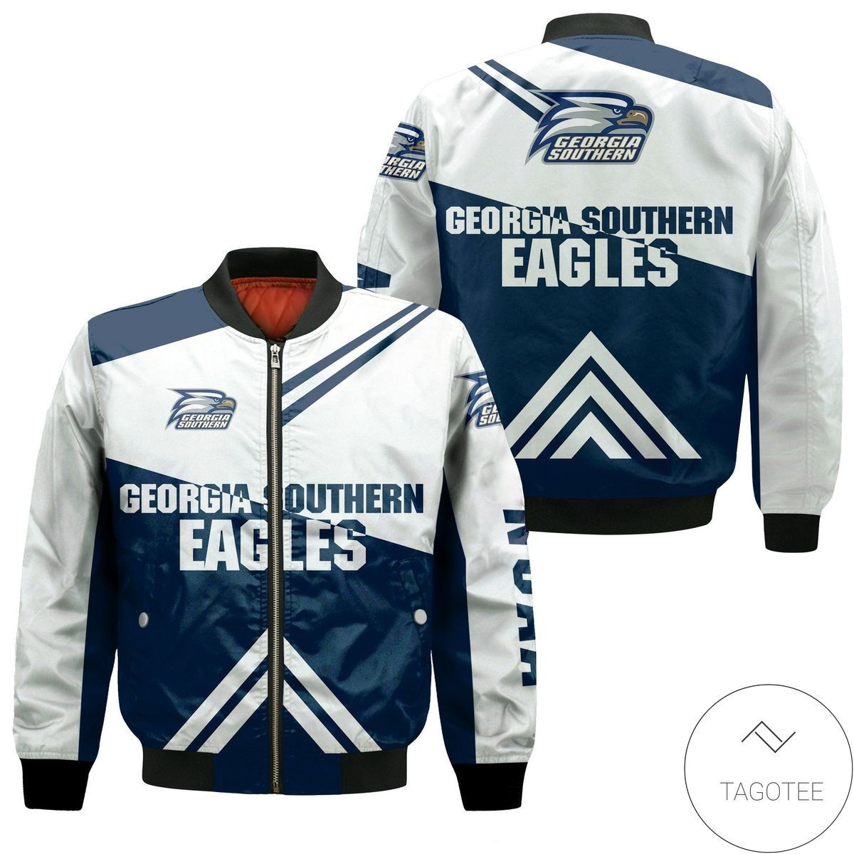 Georgia Southern Eagles Stripes Cross Shoulders Bomber Jacket | NCAA College Team Jacket for Men & Women | Sports Fan Gift