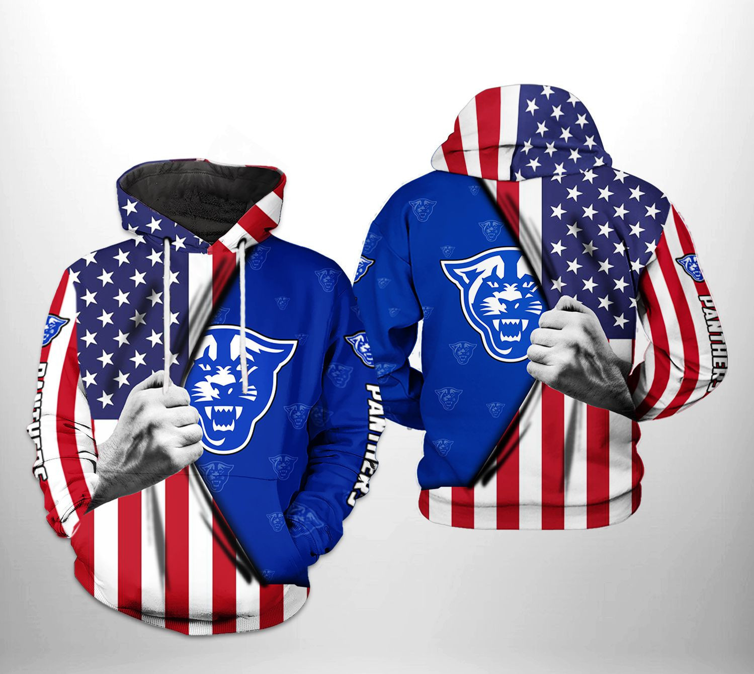 Georgia State Panthers NCAA US FLag 3D All Over Print Hoodie & Zip Hoodie