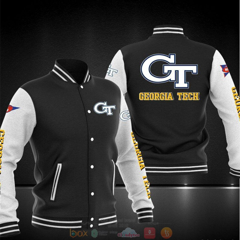Georgia Tech Yellow Jackets Black White Varsity Baseball Jacket for Men & Women | NCAA Team Fan Gift