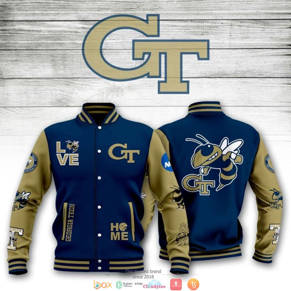 Georgia Tech Yellow Jackets Love Home Varsity Baseball Jacket for Men & Women | NCAA Team Fan Gift