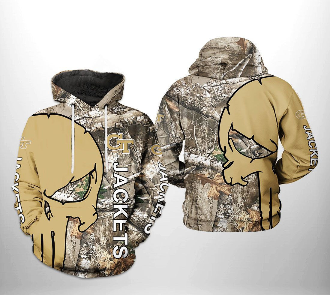Georgia Tech Yellow Jackets NCAA Camo Veteran Hunting 3D All Over Print Hoodie & Zip Hoodie