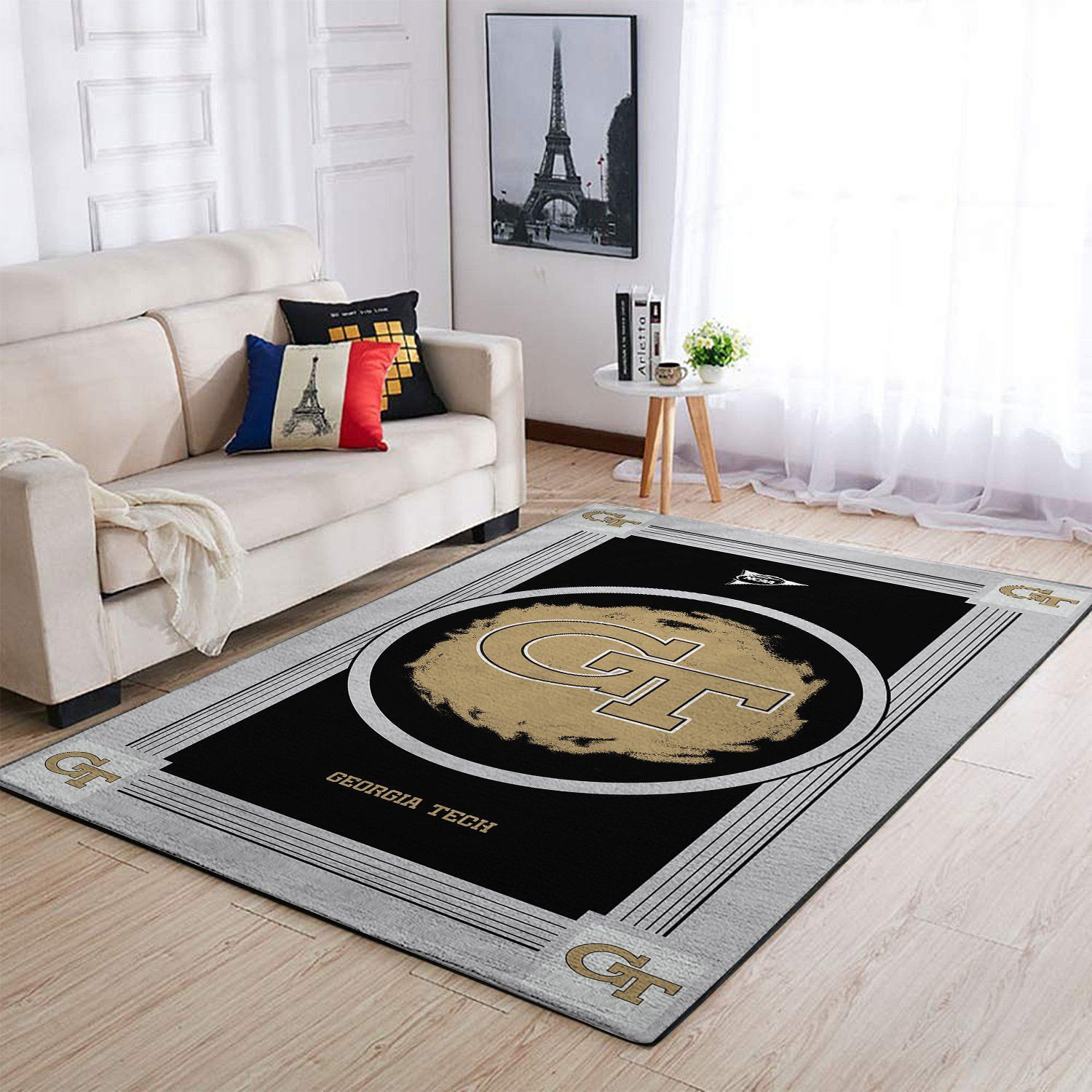 Georgia Tech Yellow Jackets Team Logo Nice Gift Rectangle Area Rug – Full Print Carpet For Living Room & Bedroom Home Decor