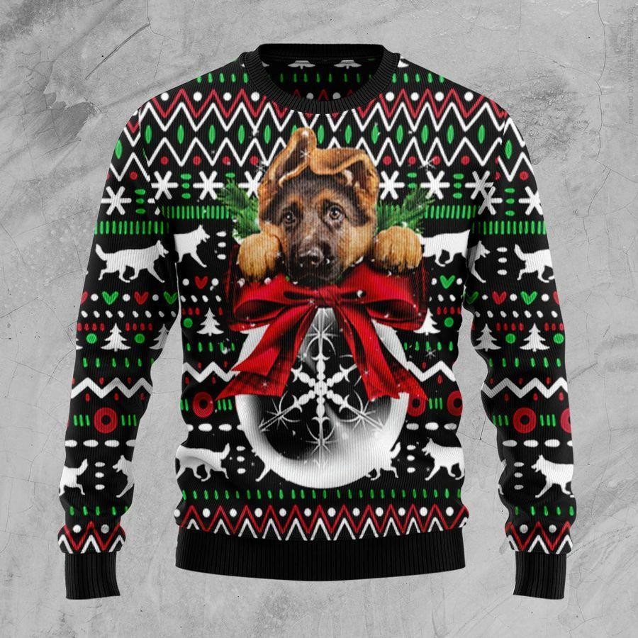 German Shepherd Dog Xmas Ball Ugly Christmas Sweater, Perfect Holiday Gift